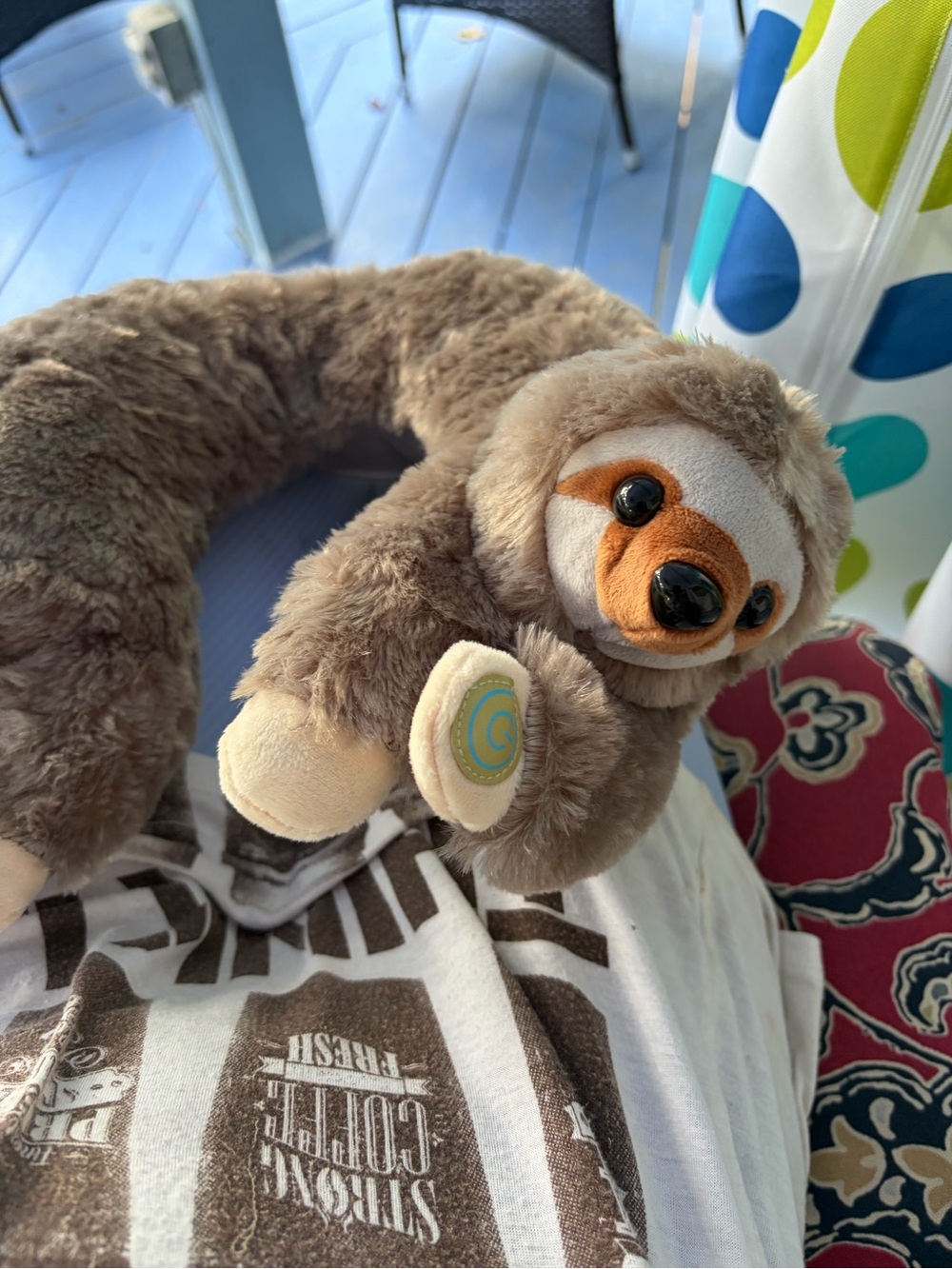 Plush Brown Sloth Neck Pillow - Cozy Travel Buddy for Kids